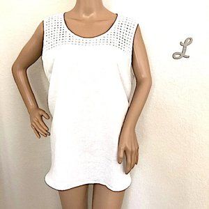 Liz Claiborne Plus Size White Linen Shell Top
